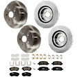 KIT-073024-9569 4-Wheel Set Front and Rear Brake Disc and Pad Kit, Plain Surface 5 Lugs Front-276.86 mm/Rear-273.81 mm Ceramic, Includes (2) Brake Pad Set and (4) Brake Disc
