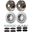 KIT-073024-9576 4-Wheel Set Front and Rear Brake Disc and Pad Kit, Plain Surface 5 Lugs Front-276.86 mm/Rear-273.81 mm Front-Semi-Metallic/Rear-Ceramic, Includes (2) Brake Pad Set and (4) Brake Disc