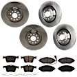 KIT-073024-957 Front and Rear Brake Disc and Pad Kit, Plain Surface, 5 Lugs, Front-340.11 mm/Rear-309.88 mm, Front-Semi-Metallic/Rear-Ceramic