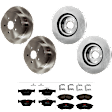 KIT-073024-9584 4-Wheel Set Front and Rear Brake Disc and Pad Kit, Plain Surface 5 Lugs Front-276.86 mm/Rear-273.81 mm Front-Semi-Metallic/Rear-Ceramic, Includes (2) Brake Pad Set and (4) Brake Disc