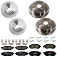 KIT-073024-9601 4-Wheel Set Front and Rear Brake Disc and Pad Kit, Plain Surface 5 Lugs Front-293.4 mm/Rear-273.81 mm Ceramic, Includes (2) Brake Pad Set and (4) Brake Disc
