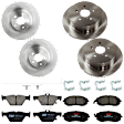 KIT-073024-9607 4-Wheel Set Front and Rear Brake Disc and Pad Kit, Plain Surface 5 Lugs Front-293.4 mm/Rear-273.81 mm Ceramic, Includes (2) Brake Pad Set and (4) Brake Disc
