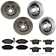KIT-073024-960 Front and Rear Brake Disc and Pad Kit, Plain Surface, 5 Lugs, Front-340.11 mm/Rear-309.88 mm, Front-Semi-Metallic/Rear-Ceramic