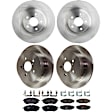 KIT-073024-9612 4-Wheel Set Front and Rear Brake Disc and Pad Kit, Plain Surface 5 Lugs Front-293.4 mm/Rear-273.81 mm Front-Semi-Metallic/Rear-Ceramic, Includes (2) Brake Pad Set and (4) Brake Disc