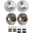 KIT-073024-9613 4-Wheel Set Front and Rear Brake Disc and Pad Kit, Plain Surface 5 Lugs Front-293.4 mm/Rear-273.81 mm Ceramic, Includes (2) Brake Pad Set and (4) Brake Disc