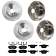 KIT-073024-9618 4-Wheel Set Front and Rear Brake Disc and Pad Kit, Plain Surface 5 Lugs Front-293.4 mm/Rear-273.81 mm Front-Semi-Metallic/Rear-Ceramic, Includes (2) Brake Pad Set and (4) Brake Disc