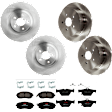 KIT-073024-9619 4-Wheel Set Front and Rear Brake Disc and Pad Kit, Plain Surface 5 Lugs Front-293.4 mm/Rear-273.81 mm Ceramic, Includes (2) Brake Pad Set and (4) Brake Disc