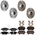 KIT-073024-962 4-Wheel Set Front and Rear Brake Disc and Pad Kit, Plain Surface 5 Lugs Front-344.68 mm/Rear-329.95 mm Front-Semi-Metallic/Rear-Ceramic, Includes (2) Brake Pad Set and (4) Brake Disc