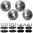 KIT-073024-9636 4-Wheel Set Front and Rear Brake Disc and Pad Kit, Cross-drilled and Slotted 5 Lugs Front-293.4 mm/Rear-273.81 mm Front-Semi-Metallic/Rear-Ceramic, Includes (4) Brake Disc and (2) Brake Pad Set