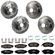 KIT-073024-9637 4-Wheel Set Front and Rear Brake Disc and Pad Kit, Cross-drilled and Slotted 5 Lugs Front-293.4 mm/Rear-273.81 mm Ceramic, Includes (4) Brake Disc and (2) Brake Pad Set