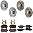 KIT-073024-963 4-Wheel Set Front and Rear Brake Disc and Pad Kit, Plain Surface 5 Lugs Front-344.68 mm/Rear-329.95 mm Front-Semi-Metallic/Rear-Ceramic, Includes (2) Brake Pad Set and (4) Brake Disc