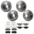 KIT-073024-9641 4-Wheel Set Front and Rear Brake Disc and Pad Kit, Cross-drilled and Slotted 5 Lugs Front-293.4 mm/Rear-273.81 mm Ceramic, Includes (4) Brake Disc and (2) Brake Pad Set