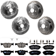 KIT-073024-9642 4-Wheel Set Front and Rear Brake Disc and Pad Kit, Cross-drilled and Slotted 5 Lugs Front-293.4 mm/Rear-273.81 mm Front-Semi-Metallic/Rear-Ceramic, Includes (4) Brake Disc and (2) Brake Pad Set