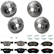 KIT-073024-9643 4-Wheel Set Front and Rear Brake Disc and Pad Kit, Cross-drilled and Slotted 5 Lugs Front-293.4 mm/Rear-273.81 mm Ceramic, Includes (4) Brake Disc and (2) Brake Pad Set