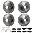 KIT-073024-9653 4-Wheel Set Front and Rear Brake Disc and Pad Kit, Cross-drilled and Slotted 5 Lugs Front-293.4 mm/Rear-273.81 mm Ceramic, Includes (4) Brake Disc and (2) Brake Pad Set