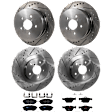 KIT-073024-9654 4-Wheel Set Front and Rear Brake Disc and Pad Kit, Cross-drilled and Slotted 5 Lugs Front-293.4 mm/Rear-273.81 mm Front-Semi-Metallic/Rear-Ceramic, Includes (4) Brake Disc and (2) Brake Pad Set