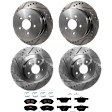 KIT-073024-9655 4-Wheel Set Front and Rear Brake Disc and Pad Kit, Cross-drilled and Slotted 5 Lugs Front-293.4 mm/Rear-273.81 mm Ceramic, Includes (4) Brake Disc and (2) Brake Pad Set