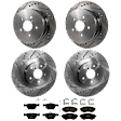 KIT-073024-9656 4-Wheel Set Front and Rear Brake Disc and Pad Kit, Cross-drilled and Slotted 5 Lugs Front-293.4 mm/Rear-273.81 mm Front-Semi-Metallic/Rear-Ceramic, Includes (4) Brake Disc and (2) Brake Pad Set