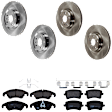 KIT-073024-965 4-Wheel Set Front and Rear Brake Disc and Pad Kit, Plain Surface 5 Lugs Front-344.68 mm/Rear-329.95 mm Semi-metallic, Includes (4) Brake Disc and (2) Brake Pad Set
