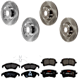 KIT-073024-968 4-Wheel Set Front and Rear Brake Disc and Pad Kit, Plain Surface 5 Lugs Front-344.68 mm/Rear-329.95 mm Semi-metallic, Includes (2) Brake Pad Set and (4) Brake Disc
