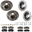 KIT-073024-9691 4-Wheel Set Front and Rear Brake Disc and Pad Kit, Plain Surface 5 Lugs Front-293.62 mm/Rear-265.43 mm Ceramic, Includes (2) Brake Pad Set and (4) Brake Disc