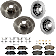 KIT-073024-9692 4-Wheel Set Front and Rear Brake Disc and Pad Kit, Plain Surface 5 Lugs Front-293.62 mm/Rear-265.43 mm Ceramic, Includes (2) Brake Pad Set and (4) Brake Disc