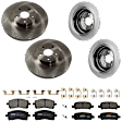 KIT-073024-9693 4-Wheel Set Front and Rear Brake Disc and Pad Kit, Plain Surface 5 Lugs Front-293.62 mm/Rear-265.43 mm Ceramic, Includes (2) Brake Pad Set and (4) Brake Disc
