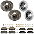 KIT-073024-9694 4-Wheel Set Front and Rear Brake Disc and Pad Kit, Plain Surface 5 Lugs Front-293.62 mm/Rear-265.43 mm Ceramic, Includes (2) Brake Pad Set and (4) Brake Disc