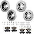 KIT-073024-9698 4-Wheel Set Front and Rear Brake Disc and Pad Kit, Plain Surface 5 Lugs Front-276.86 mm/Rear-265.43 mm Ceramic, Includes (2) Brake Pad Set and (4) Brake Disc