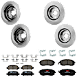 KIT-073024-9699 4-Wheel Set Front and Rear Brake Disc and Pad Kit, Plain Surface 5 Lugs Front-276.86 mm/Rear-265.43 mm Ceramic, Includes (2) Brake Pad Set and (4) Brake Disc