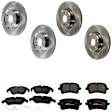 KIT-073024-969 4-Wheel Set Front and Rear Brake Disc and Pad Kit, Plain Surface 5 Lugs Front-344.68 mm/Rear-329.95 mm Semi-metallic, Includes (2) Brake Pad Set and (4) Brake Disc