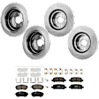 KIT-073024-9701 4-Wheel Set Front and Rear Brake Disc and Pad Kit, Plain Surface 5 Lugs Front-276.86 mm/Rear-265.43 mm Ceramic, Includes (2) Brake Pad Set and (4) Brake Disc