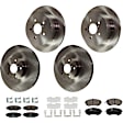 KIT-073024-9710 4-Wheel Set Front and Rear Brake Disc and Pad Kit, Plain Surface 5 Lugs Front-293.62 mm/Rear-273.81 mm Ceramic, Includes (2) Brake Pad Set and (4) Brake Disc