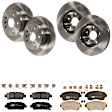 KIT-073024-9773 4-Wheel Set Front and Rear Brake Disc and Pad Kit, Plain Surface 5 Lugs Front-275.08 mm/Rear-291.08 mm Ceramic, Includes (4) Brake Disc and (2) Brake Pad Set