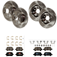 KIT-073024-9786 4-Wheel Set Front and Rear Brake Disc and Pad Kit, Plain Surface 5 Lugs Front-275.08 mm/Rear-288.04 mm Ceramic, Includes (4) Brake Disc and (2) Brake Pad Set