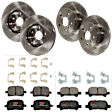 KIT-073024-9789 4-Wheel Set Front and Rear Brake Disc and Pad Kit, Plain Surface 5 Lugs Front-275.08 mm/Rear-288.04 mm Ceramic, Includes (4) Brake Disc and (2) Brake Pad Set