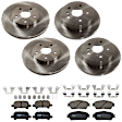 KIT-073024-9794 4-Wheel Set Front and Rear Brake Disc and Pad Kit, Plain Surface 5 Lugs Front-295.91 mm/Rear-268.99 mm Ceramic, Includes (2) Brake Pad Set and (4) Brake Disc