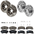 KIT-073024-9807 4-Wheel Set Front and Rear Brake Disc and Pad Kit, Plain Surface 5 Lugs Front-275.08 mm/Rear-288.04 mm Ceramic, Includes (4) Brake Disc and (2) Brake Pad Set