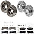 KIT-073024-9808 4-Wheel Set Front and Rear Brake Disc and Pad Kit, Plain Surface 5 Lugs Front-275.08 mm/Rear-288.04 mm Ceramic, Includes (4) Brake Disc and (2) Brake Pad Set
