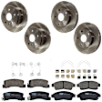 KIT-073024-9822 4-Wheel Set Front and Rear Brake Disc and Pad Kit, Plain Surface 5 Lugs Front-255.02 mm/Rear-268.99 mm Ceramic, Includes (4) Disc and (2) Pad Set