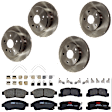 KIT-073024-9828 4-Wheel Set Front and Rear Brake Disc and Pad Kit, Plain Surface 5 Lugs Front-255.02 mm/Rear-268.99 mm Ceramic, Includes (4) Disc and (2) Pad Set