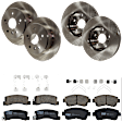 KIT-073024-9838 4-Wheel Set Front and Rear Brake Disc and Pad Kit, Plain Surface 5 Lugs Front-275.08 mm/Rear-268.99 mm Ceramic, Includes (4) Brake Disc and (2) Brake Pad Set