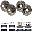 KIT-073024-9844 4-Wheel Set Front and Rear Brake Disc and Pad Kit, Plain Surface 5 Lugs Front-275.08 mm/Rear-268.99 mm Ceramic, Includes (4) Brake Disc and (2) Brake Pad Set