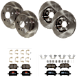 KIT-073024-9895 4-Wheel Set Front and Rear Brake Disc and Pad Kit, Plain Surface 5 Lugs Front-275.08 mm/Rear-268.99 mm Ceramic, Includes (4) Brake Disc and (2) Brake Pad Set