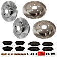 KIT-073024-9931 4-Wheel Set Front and Rear Brake Disc and Pad Kit, Plain Surface 5 Lugs Front-275.08 mm/Rear-259.08 mm Ceramic, Includes (2) Brake Pad Set and (4) Brake Disc