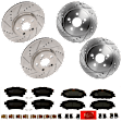 KIT-073024-9947 4-Wheel Set Front and Rear Brake Disc and Pad Kit, Cross-drilled and Slotted 5 Lugs Front-275 mm/Rear-259.08 mm Ceramic, Includes (2) Brake Pad Set and (4) Brake Disc