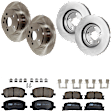 KIT-073024-9961 4-Wheel Set Front and Rear Brake Disc and Pad Kit, Plain Surface 5 Lugs Front-295.91 mm/Rear-288.04 mm Ceramic AWD, Includes (4) Brake Disc and (2) Brake Pad Set