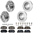 KIT-073024-9970 4-Wheel Set Front and Rear Brake Disc and Pad Kit, Plain Surface 5 Lugs Front-295.91 mm/Rear-288.04 mm Ceramic FWD, Includes (4) Brake Disc and (2) Brake Pad Set