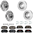 KIT-073024-9973 4-Wheel Set Front and Rear Brake Disc and Pad Kit, Plain Surface 5 Lugs Front-295.91 mm/Rear-288.04 mm Ceramic FWD, Includes (4) Brake Disc and (2) Brake Pad Set