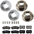 KIT-073024-9979 4-Wheel Set Front and Rear Brake Disc and Pad Kit, Plain Surface 5 Lugs Front-312.93 mm/Rear-329.44 mm Ceramic, Includes (4) Brake Disc and (2) Brake Pad Set
